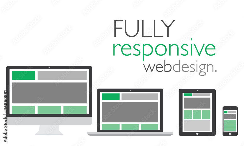 Wall mural fully responsive web design in electronic icon devices vector