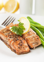 Grilled salmon steak