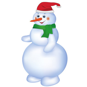 Smiling snowman isolated on white background