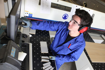 Young man working in a warehouse