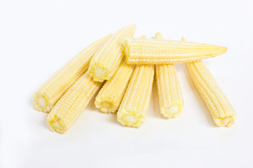 Baby corn isolated on white background.