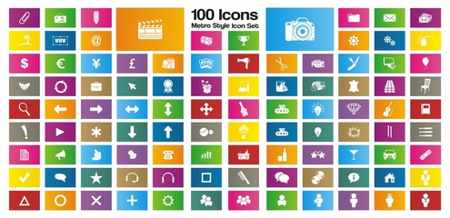 100 metro style rectangle icon sets