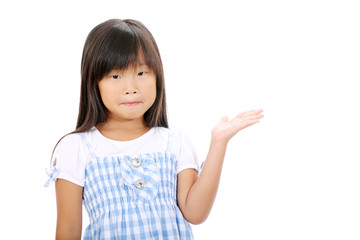 Little asian girl hand showing blank sign