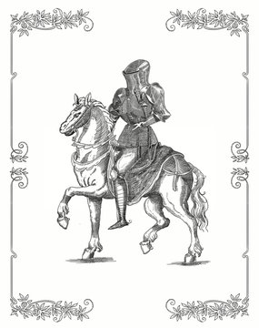 Knight of the Middle Ages - vintage engraved illustration