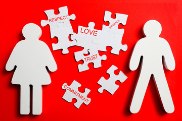 Puzzle pieces of a healthy relationship.