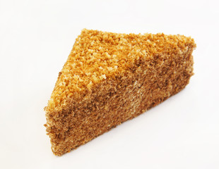 Triangular cake covered with chocolate chips