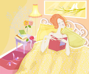 Bedtime Reading - Strawberry blond girl reading