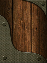 Wood background with metal inserts