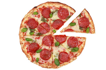 Geschnittene Pizza Salami
