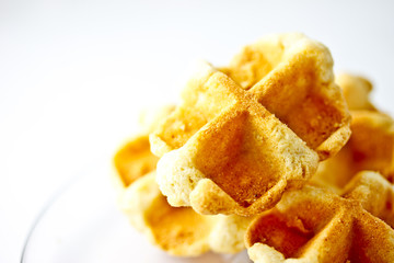 waffle cookies on white background