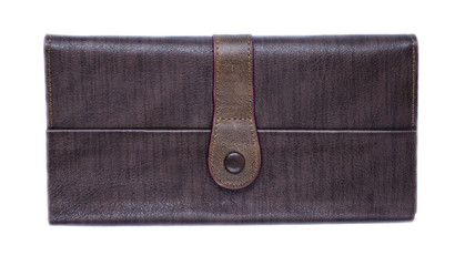 Brown leather style purse isolated