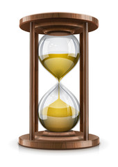 vintage hourglass in wooden frame vector illustration isolated
