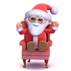 Santa is happy sitting down