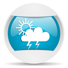 weather round blue web icon on white background