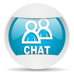chat round blue web icon on white background