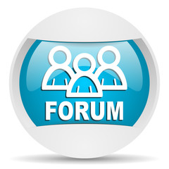 forum round blue web icon on white background