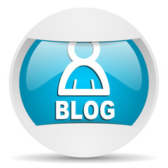 blog round blue web icon on white background