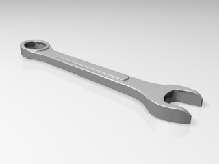 Spanner on gray - 3D illustration