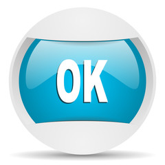 ok round blue web icon on white background
