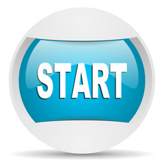 start round blue web icon on white background