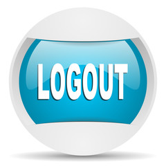 logout round blue web icon on white background