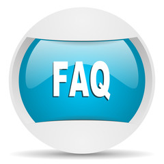 faq round blue web icon on white background
