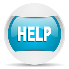 help round blue web icon on white background