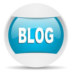 blog round blue web icon on white background