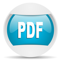 pdf round blue web icon on white background