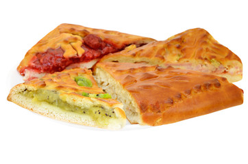 The pieces of pies on a plate