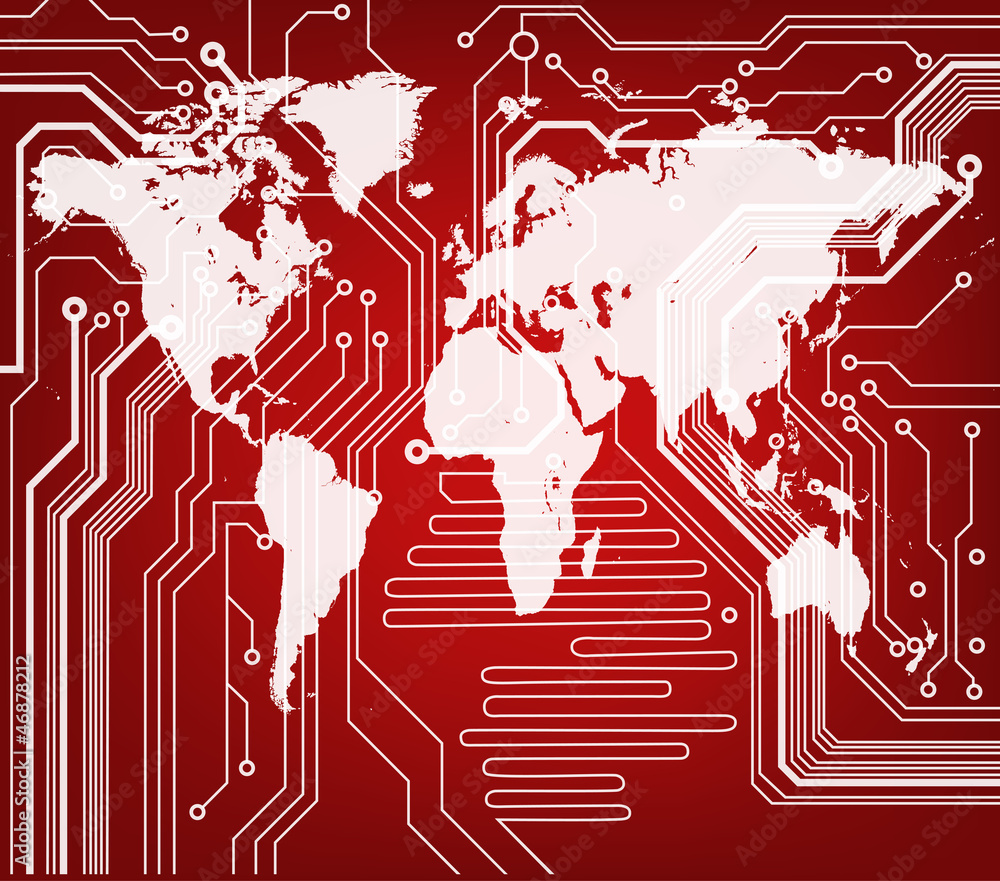 Poster background of digital world map