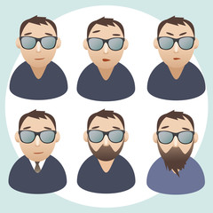 Avatar, men portraits. Vector isolated characters
