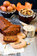 Pumpkin oat and nut tea bread