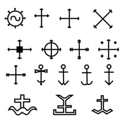 set of crosses in different styles