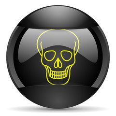 skull round black web icon on white background