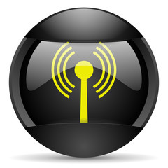 wifi round black web icon on white background