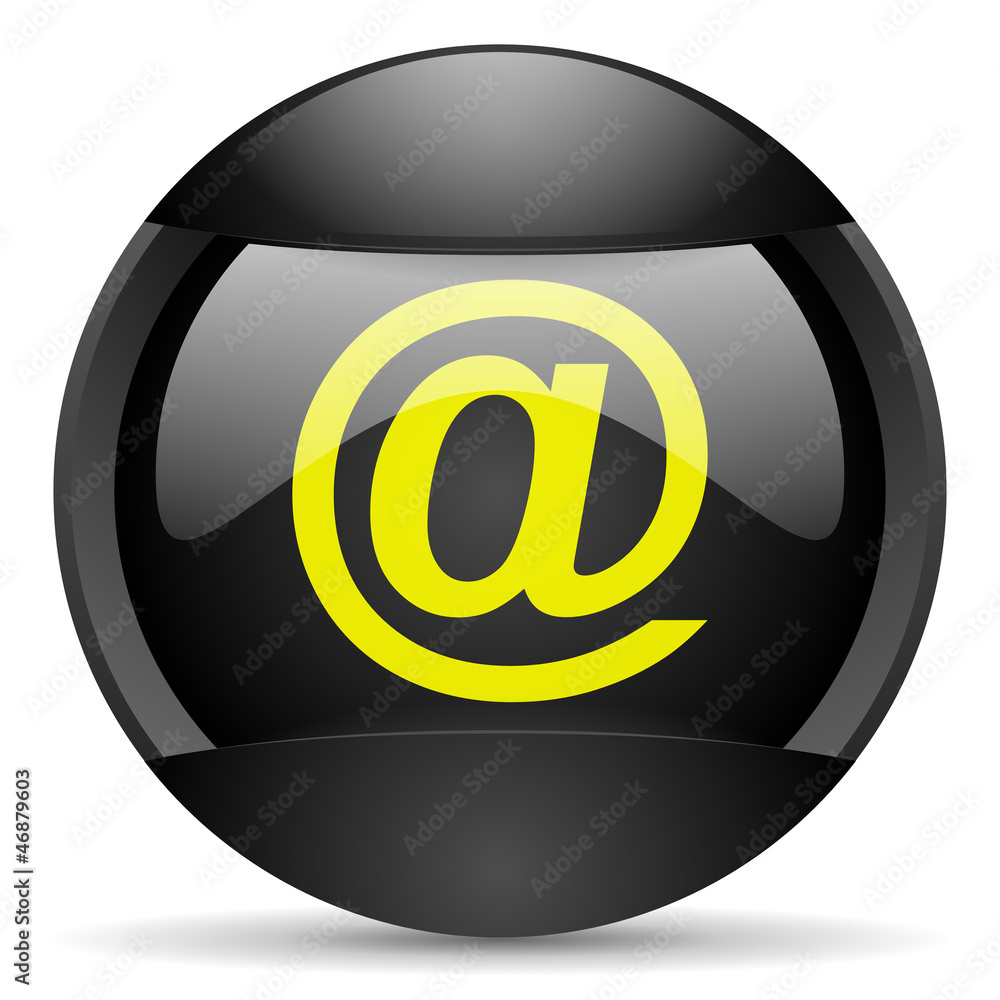Poster at round black web icon on white background