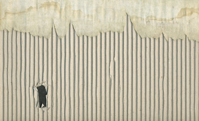 background with worn paper and corrugated cardboard