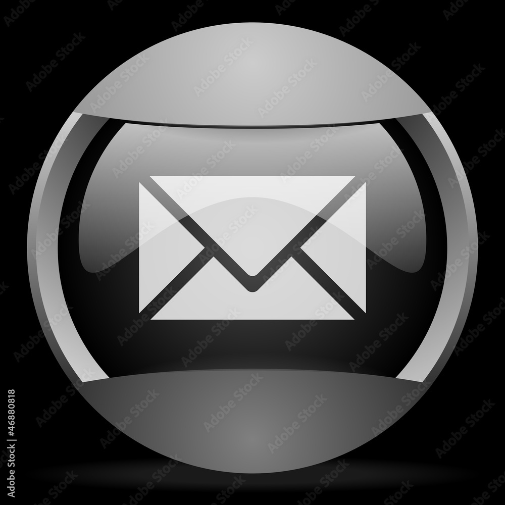 Aufkleber mail round gray web icon on black background