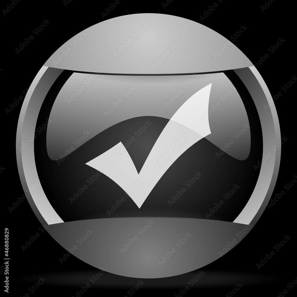 Aufkleber accept round gray web icon on black background