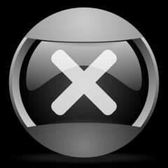 cancel round gray web icon on black background