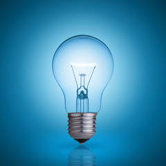 light bulb on blue background.