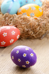 Obraz na płótnie Canvas Easter eggs in the nest