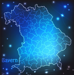 Karte von Bayern mit Leuchtpunkten