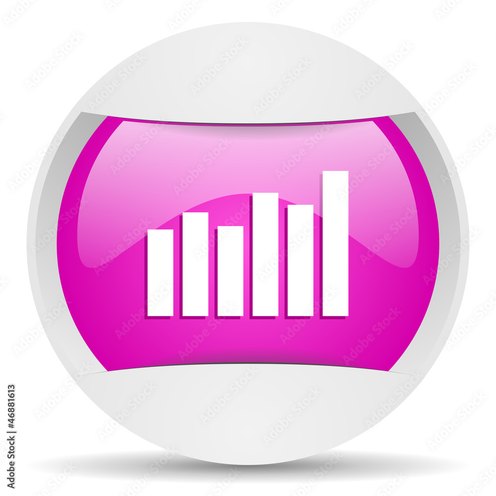 Poster bar graph round violet web icon on white background