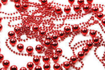 Red beads as holiday background