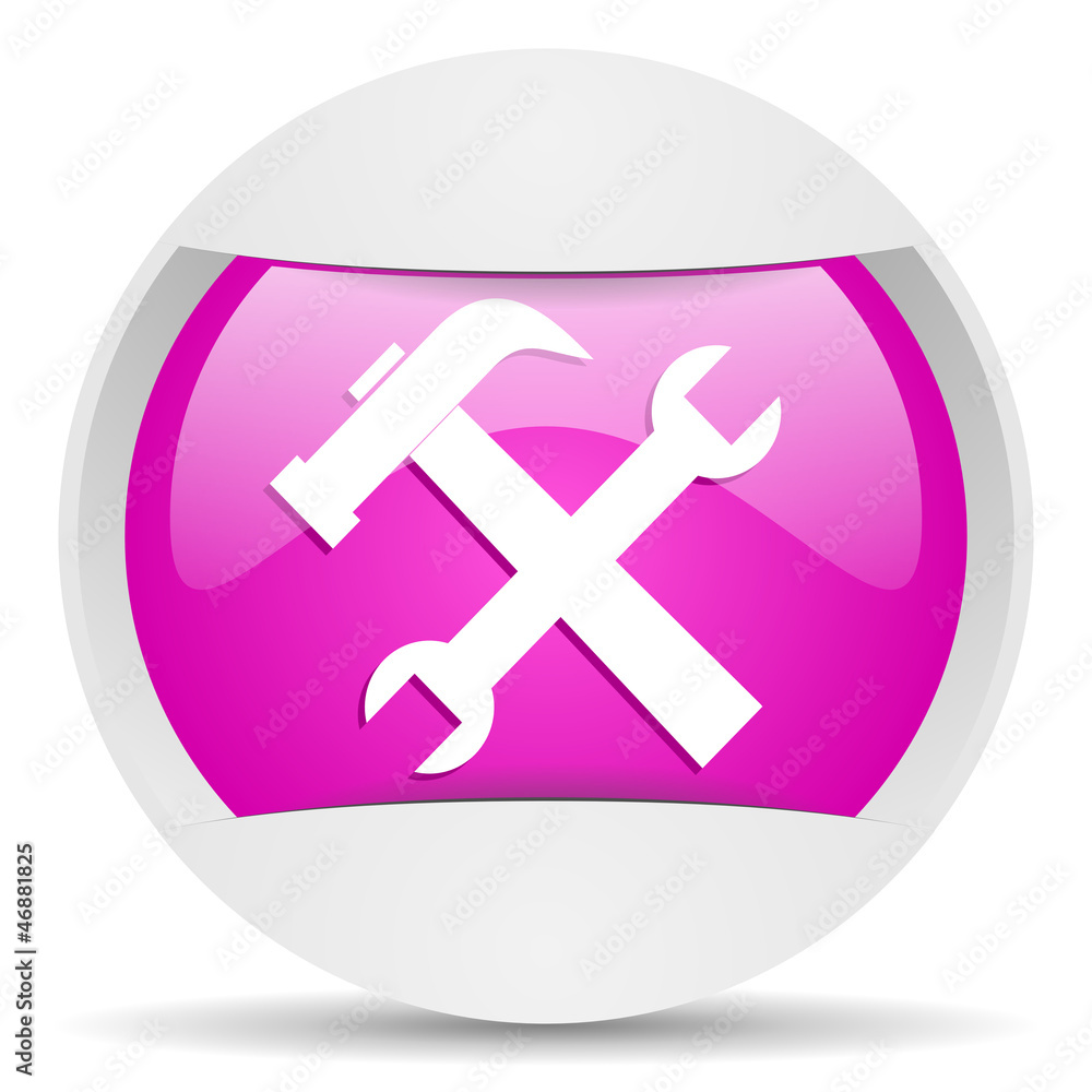 Aufkleber tools round violet web icon on white background