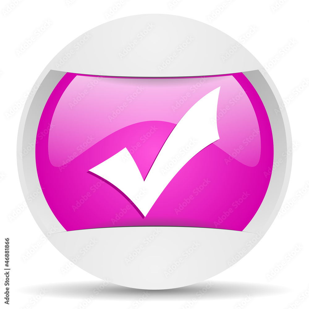Aufkleber accept round violet web icon on white background