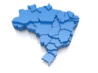 Fotobehang Three-dimensional map of Brazil © Maksym Yemelyanov