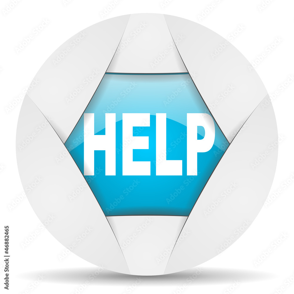 Poster help round blue web icon on white background
